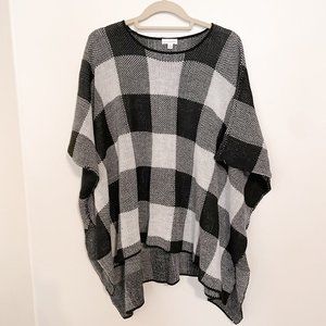 Charming Charlie - Check Black and White Sweater Poncho - S